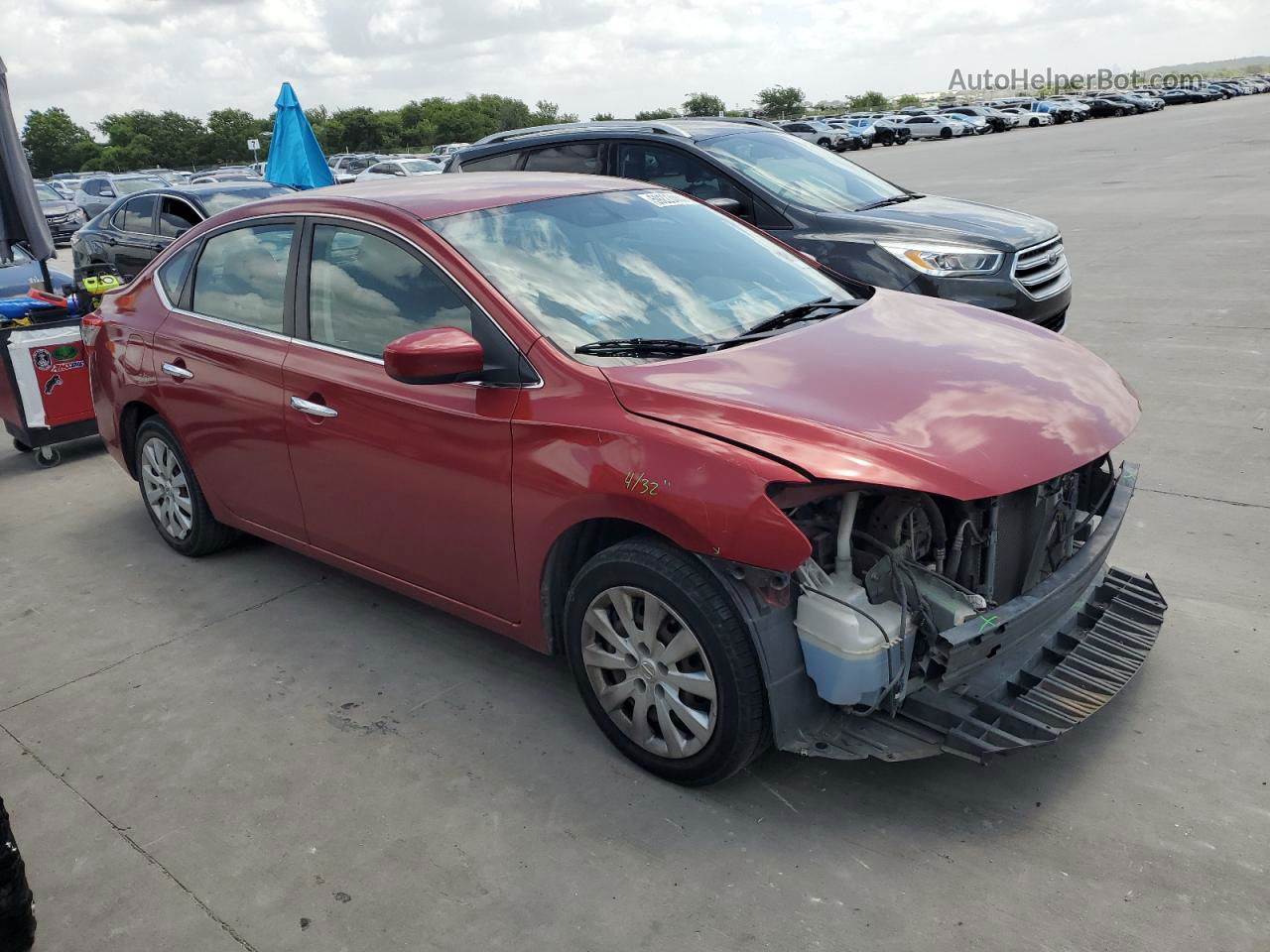 2014 Nissan Sentra S Burgundy vin: 3N1AB7AP8EY337373