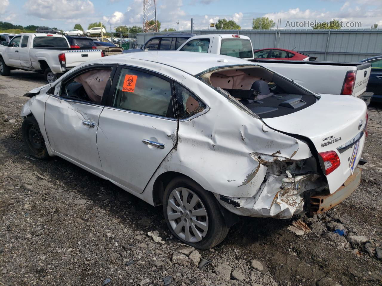 2015 Nissan Sentra S Белый vin: 3N1AB7AP8FL685303