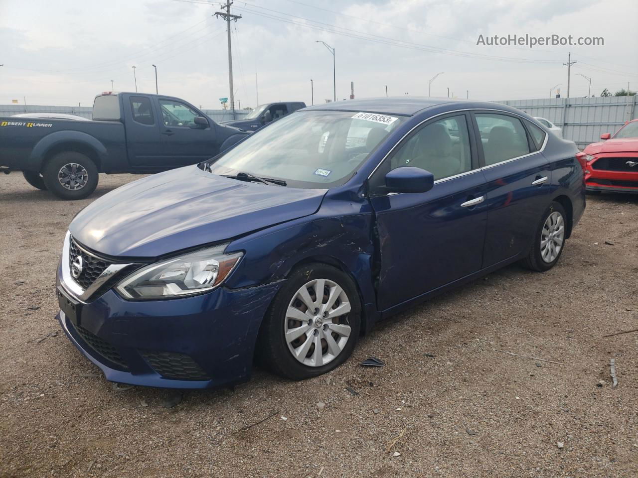 2016 Nissan Sentra S Синий vin: 3N1AB7AP8GY247966