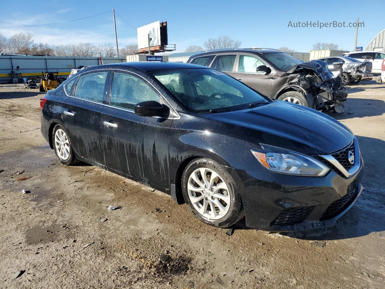 2019 Nissan Sentra S Черный vin: 3N1AB7AP8KY211350