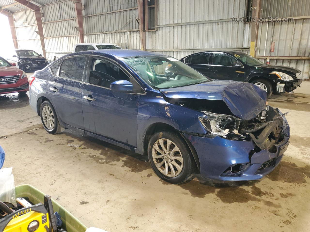 2019 Nissan Sentra S Blue vin: 3N1AB7AP8KY415064