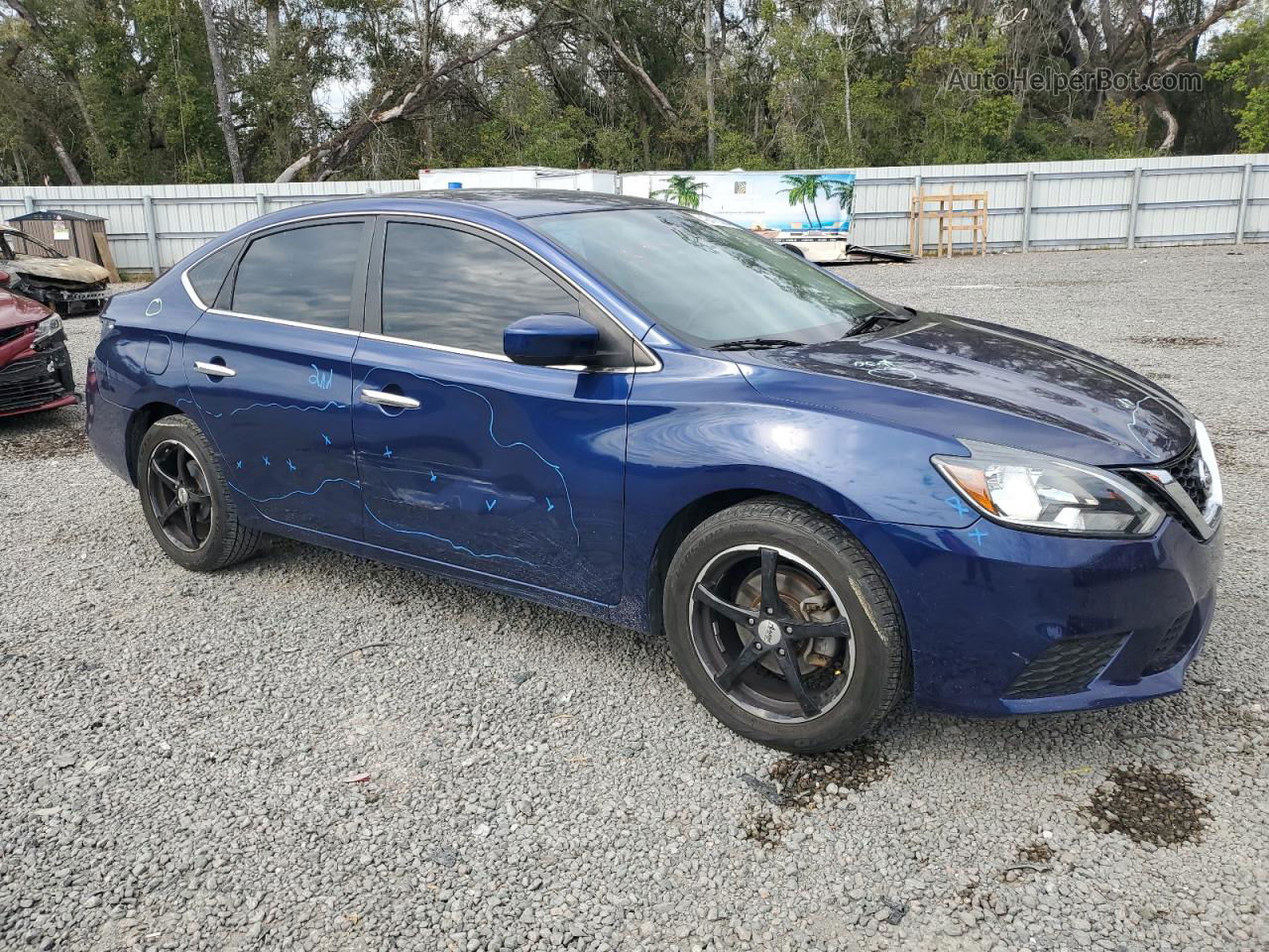 2018 Nissan Sentra S Синий vin: 3N1AB7AP9JY267005