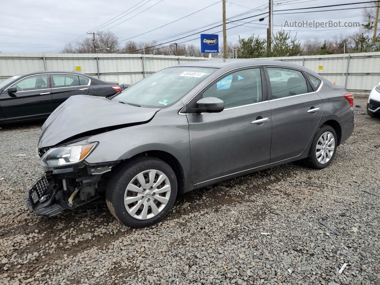 2018 Nissan Sentra S Серый vin: 3N1AB7AP9JY325078