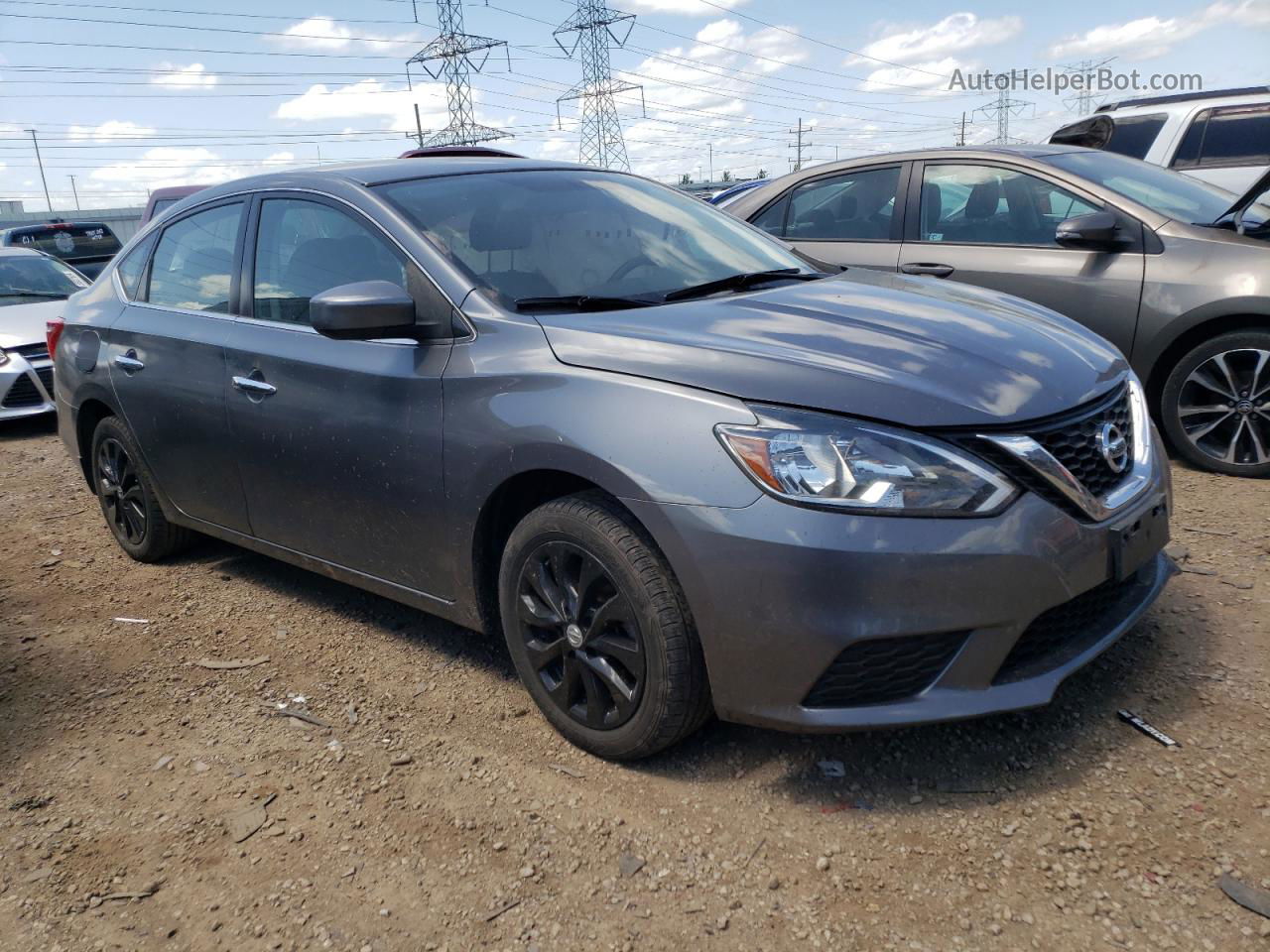 2019 Nissan Sentra S Серый vin: 3N1AB7AP9KL602746