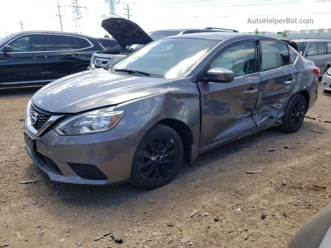 2019 Nissan Sentra S Серый vin: 3N1AB7AP9KL602746