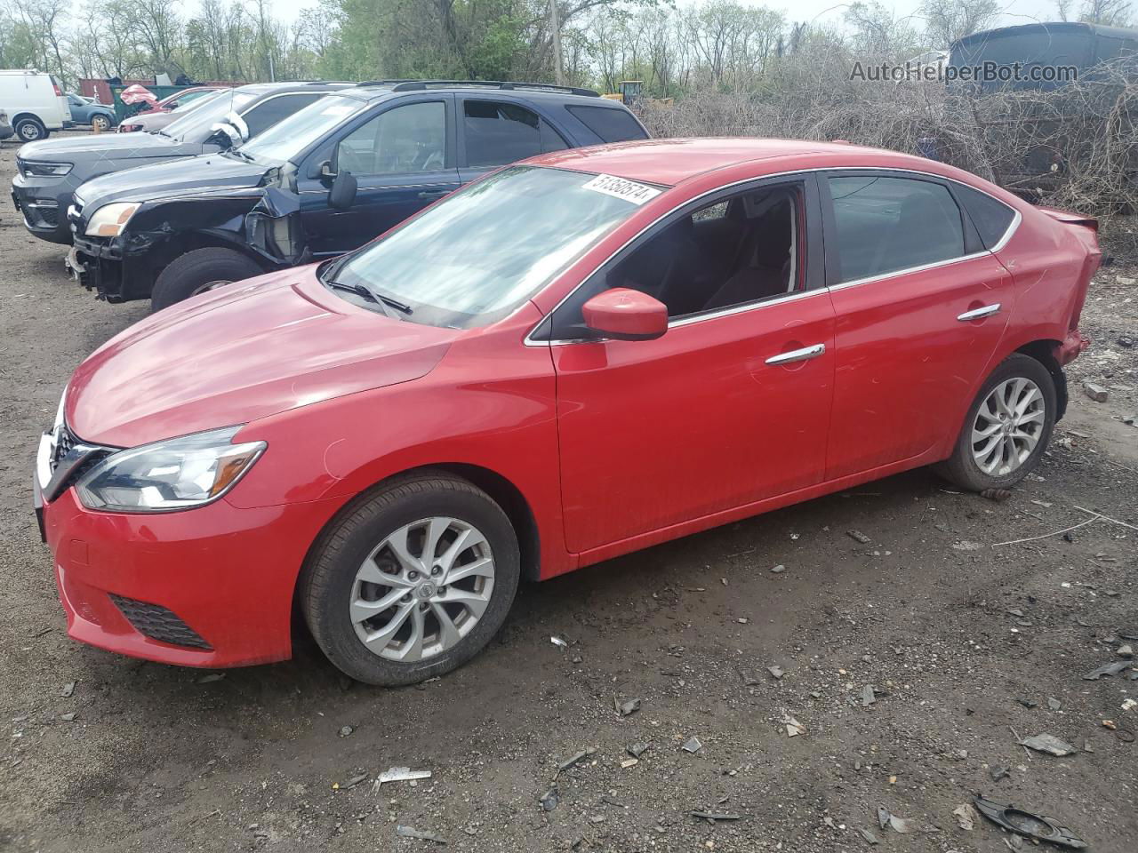 2018 Nissan Sentra S Red vin: 3N1AB7APXJL618386