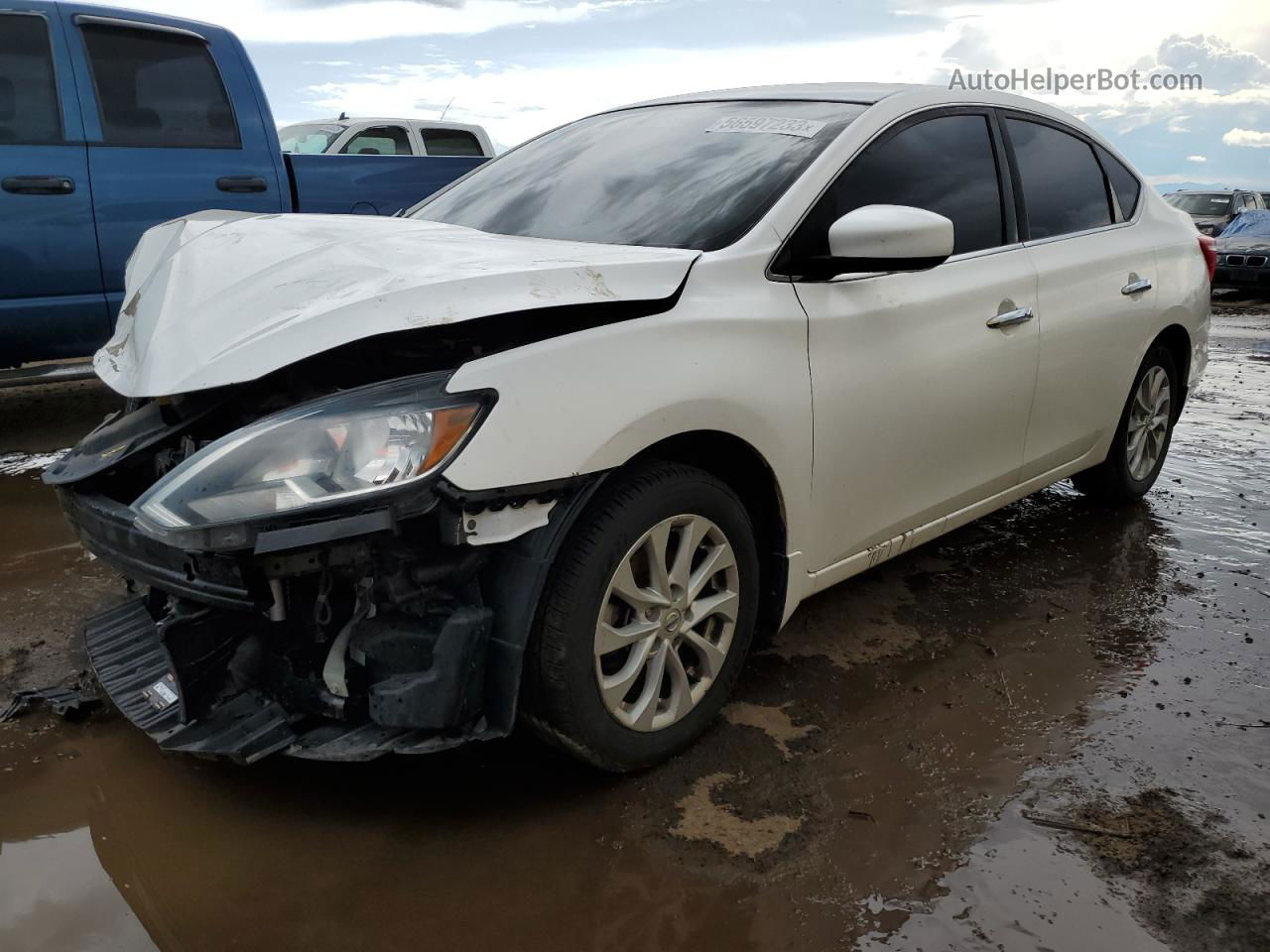 2018 Nissan Sentra S White vin: 3N1AB7APXJL637911