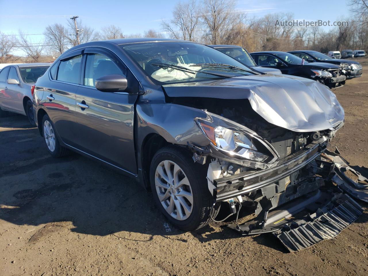 2018 Nissan Sentra S Серый vin: 3N1AB7APXJY287604