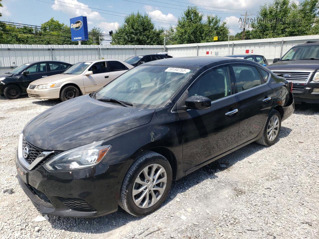 2019 Nissan Sentra S Черный vin: 3N1AB7APXKL628854