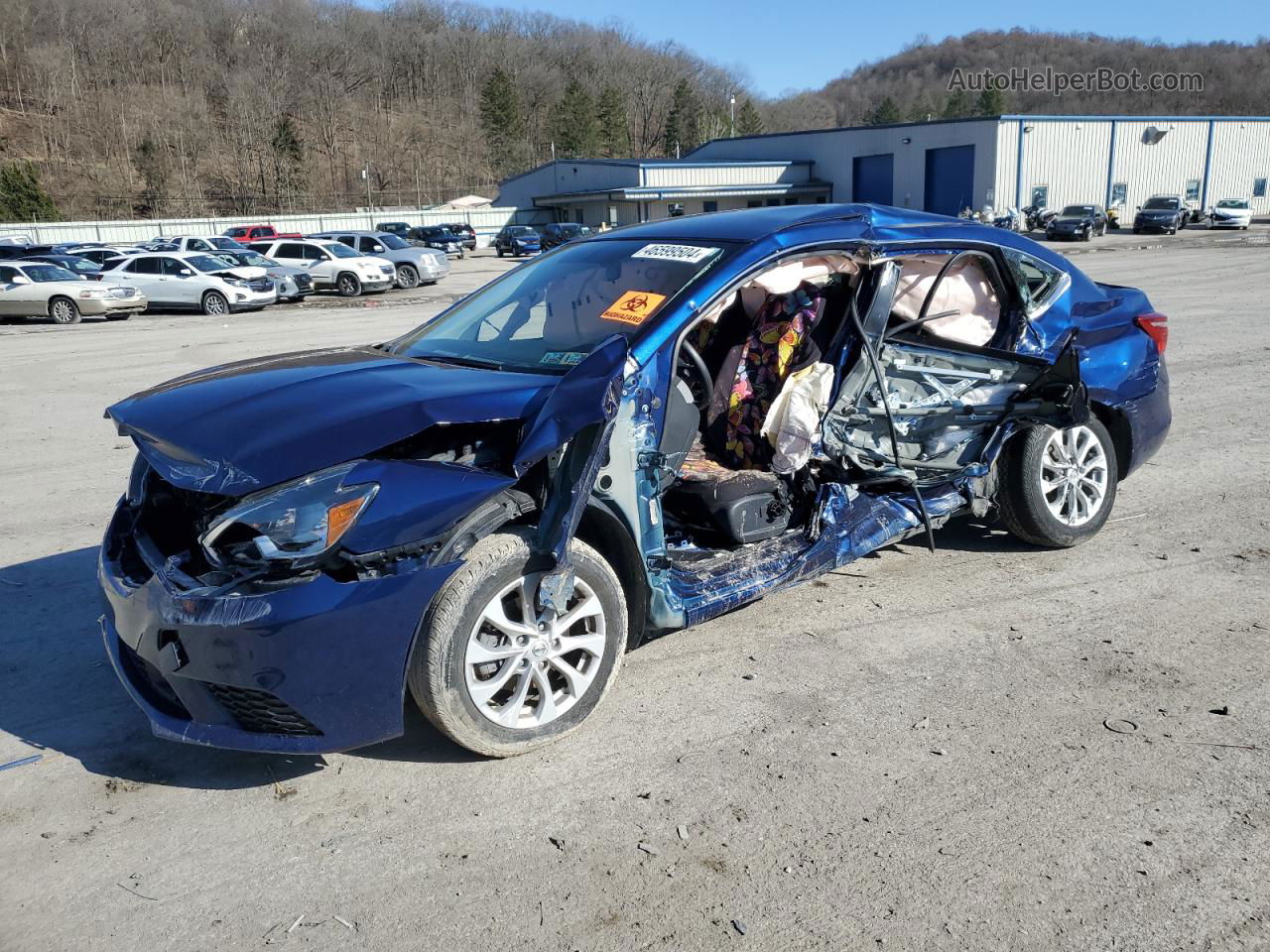 2019 Nissan Sentra S Синий vin: 3N1AB7APXKY386568