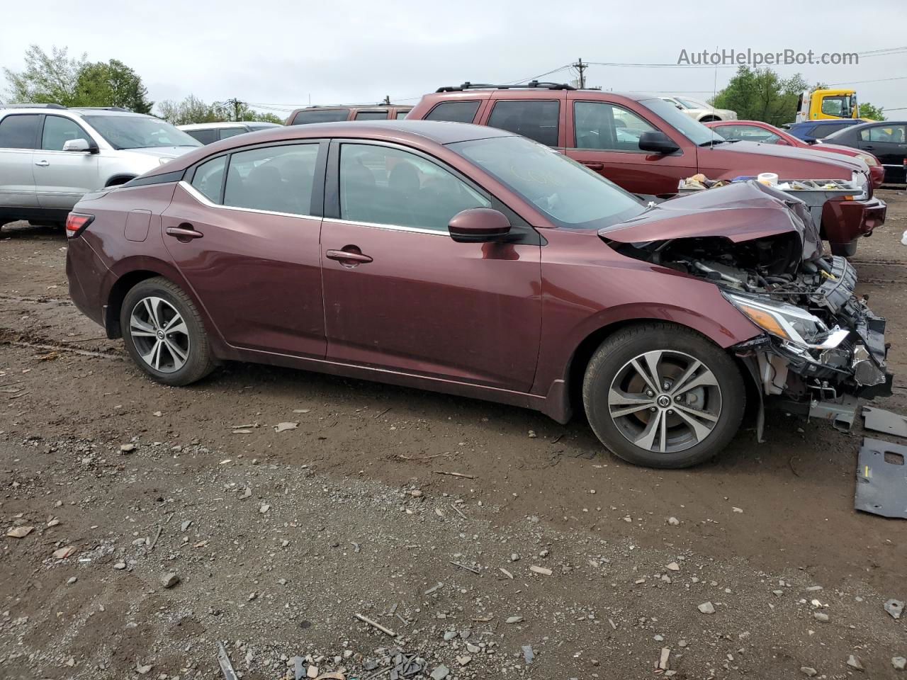 2020 Nissan Sentra Sv Темно-бордовый vin: 3N1AB8CV0LY236438