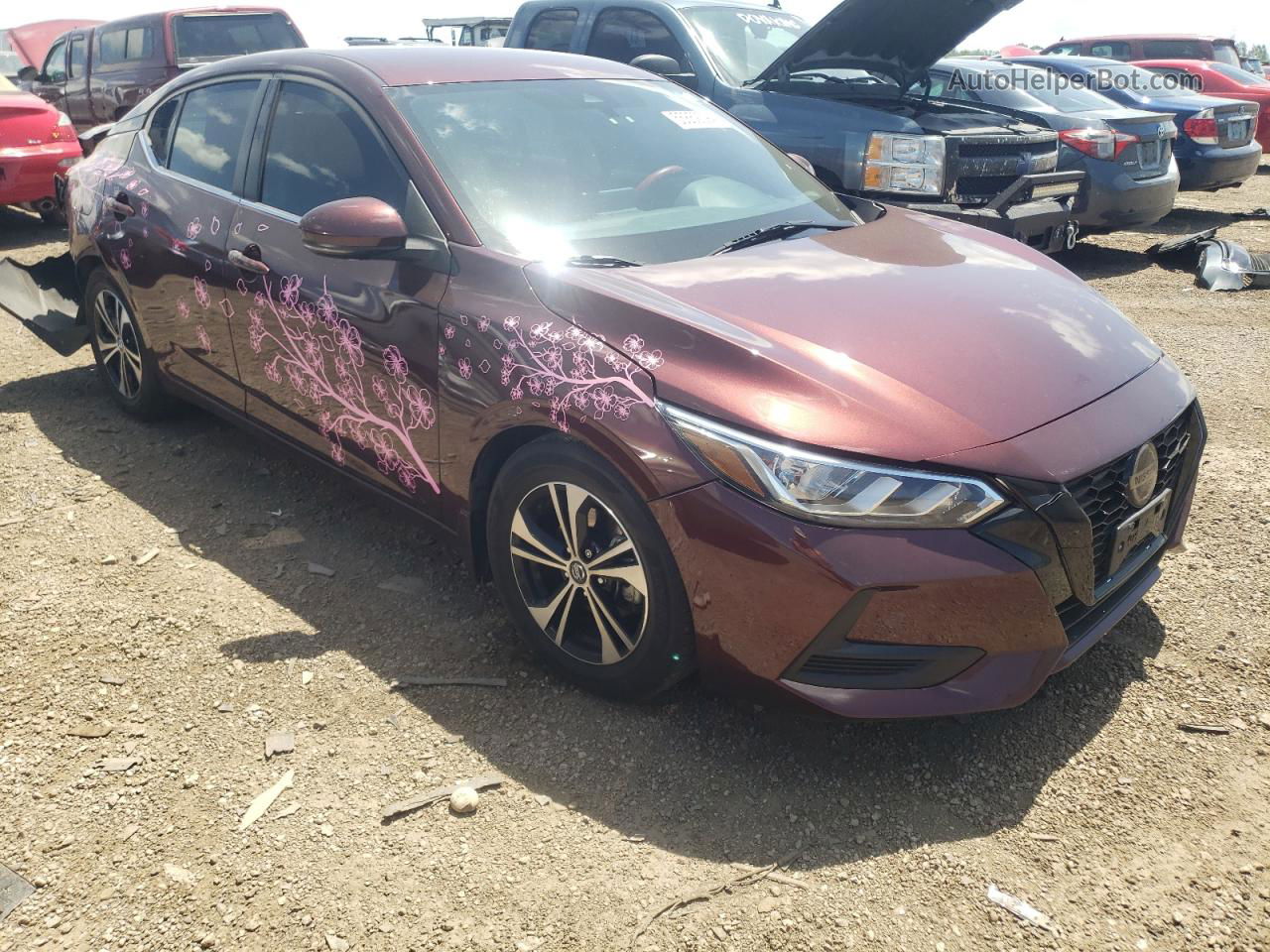 2020 Nissan Sentra Sv Burgundy vin: 3N1AB8CV1LY236951