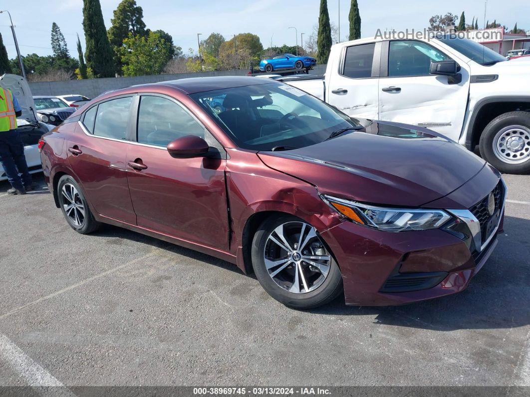 2021 Nissan Sentra Sv Xtronic Cvt Burgundy vin: 3N1AB8CV1MY230021