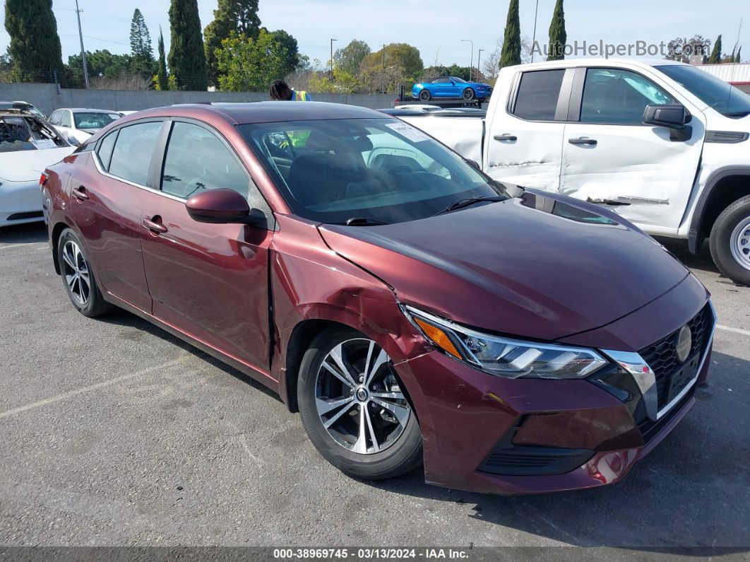 2021 Nissan Sentra Sv Xtronic Cvt Burgundy vin: 3N1AB8CV1MY230021