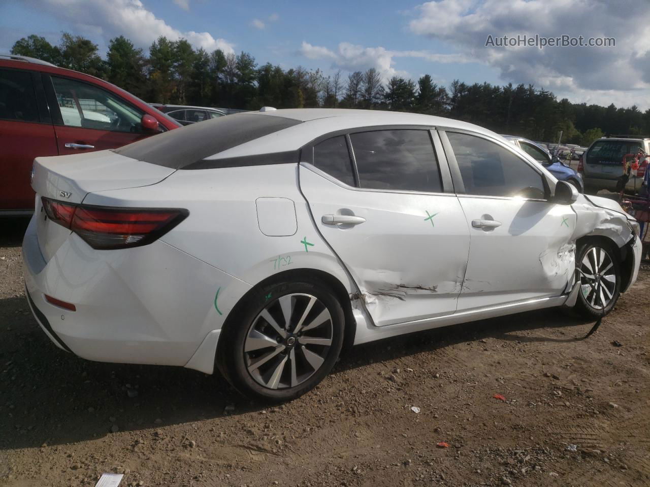 2020 Nissan Sentra Sv Белый vin: 3N1AB8CV4LY218833