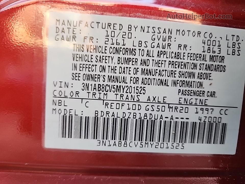 2021 Nissan Sentra Sv Red vin: 3N1AB8CV5MY201525