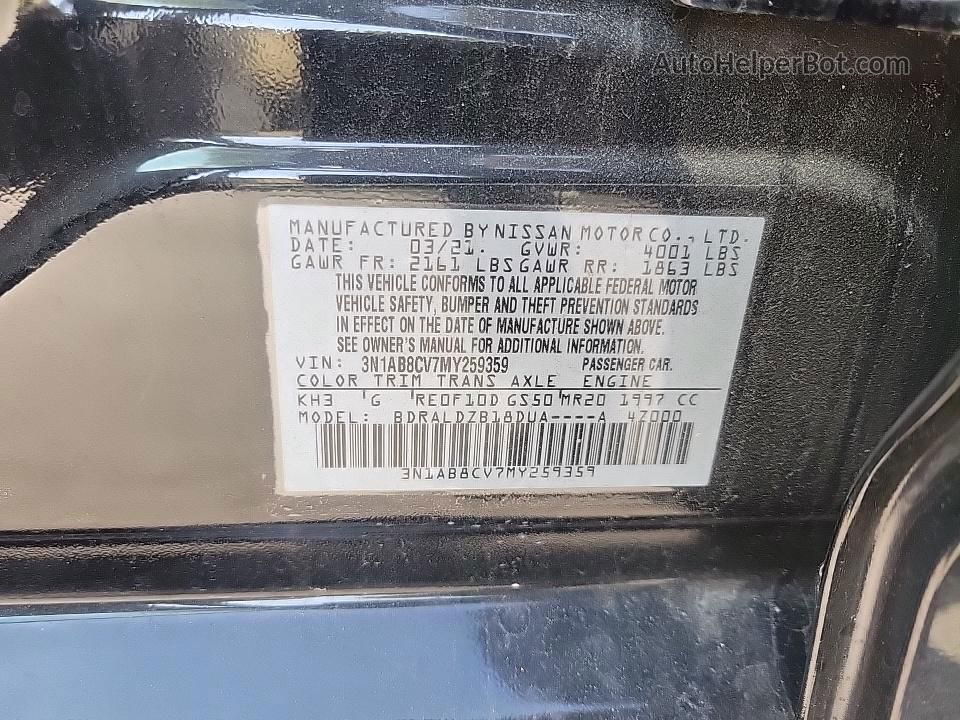 2021 Nissan Sentra Sv Черный vin: 3N1AB8CV7MY259359