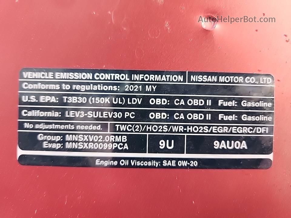 2021 Nissan Sentra Sv Red vin: 3N1AB8CVXMY233287