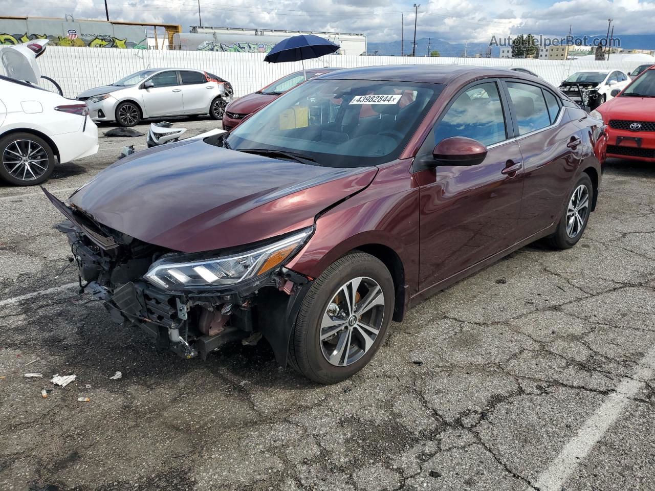 2023 Nissan Sentra Sv Темно-бордовый vin: 3N1AB8CVXPY292103