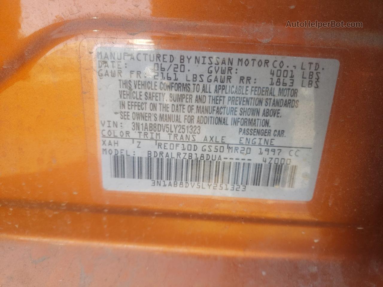 2020 Nissan Sentra Sr Оранжевый vin: 3N1AB8DV5LY251323