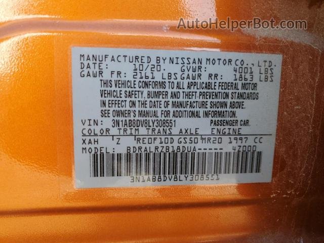 2020 Nissan Sentra Sr Orange vin: 3N1AB8DV8LY308551