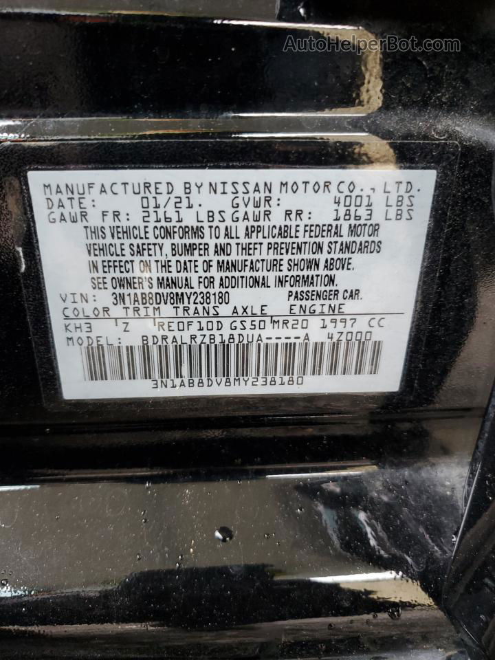 2021 Nissan Sentra Sr Black vin: 3N1AB8DV8MY238180