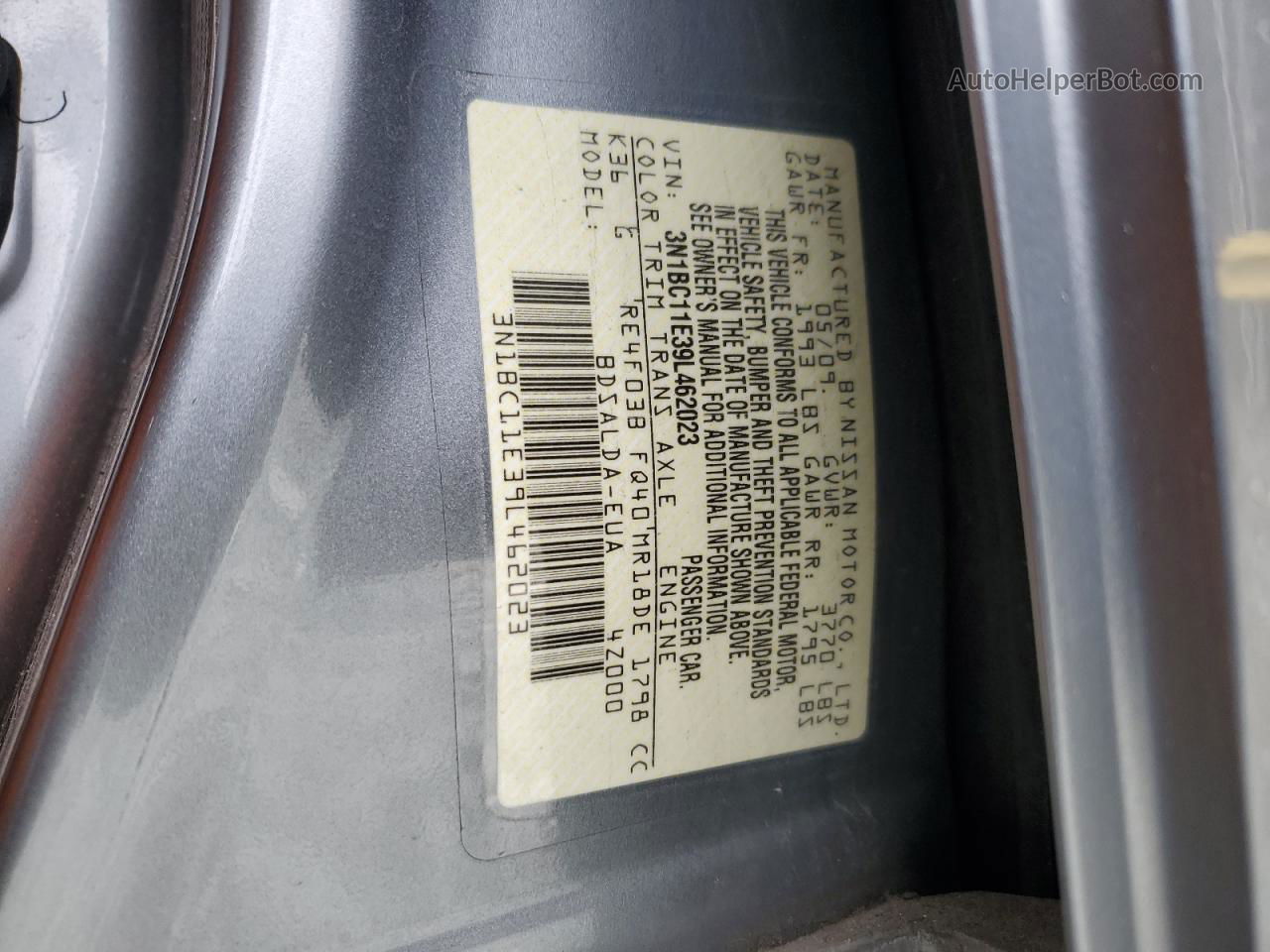 2009 Nissan Versa S Серый vin: 3N1BC11E39L462023