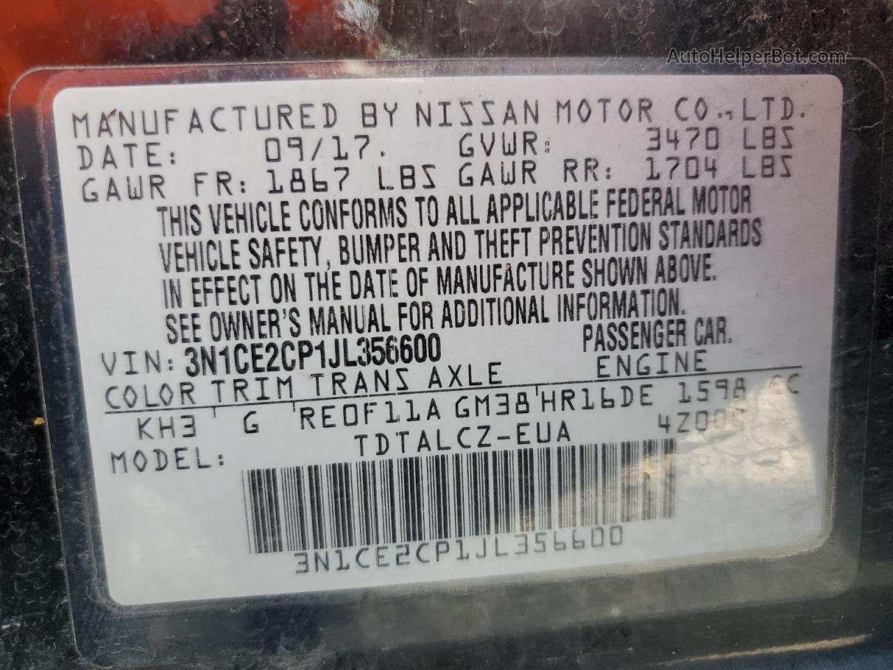 2018 Nissan Versa Note S Черный vin: 3N1CE2CP1JL356600