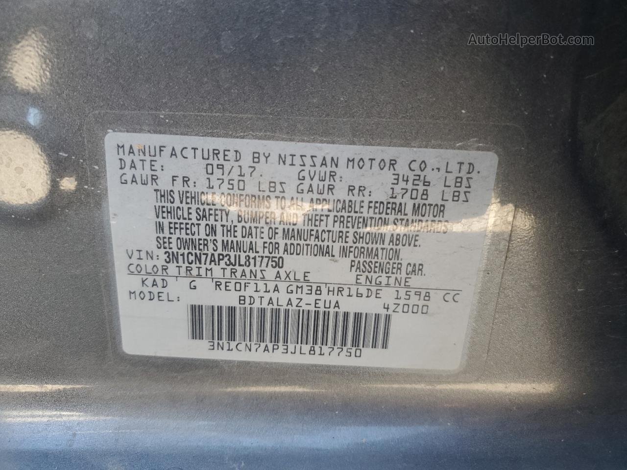 2018 Nissan Versa S Серебряный vin: 3N1CN7AP3JL817750