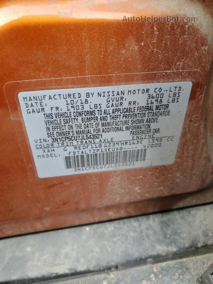2018 Nissan Kicks S Orange vin: 3N1CP5CU7JL543521