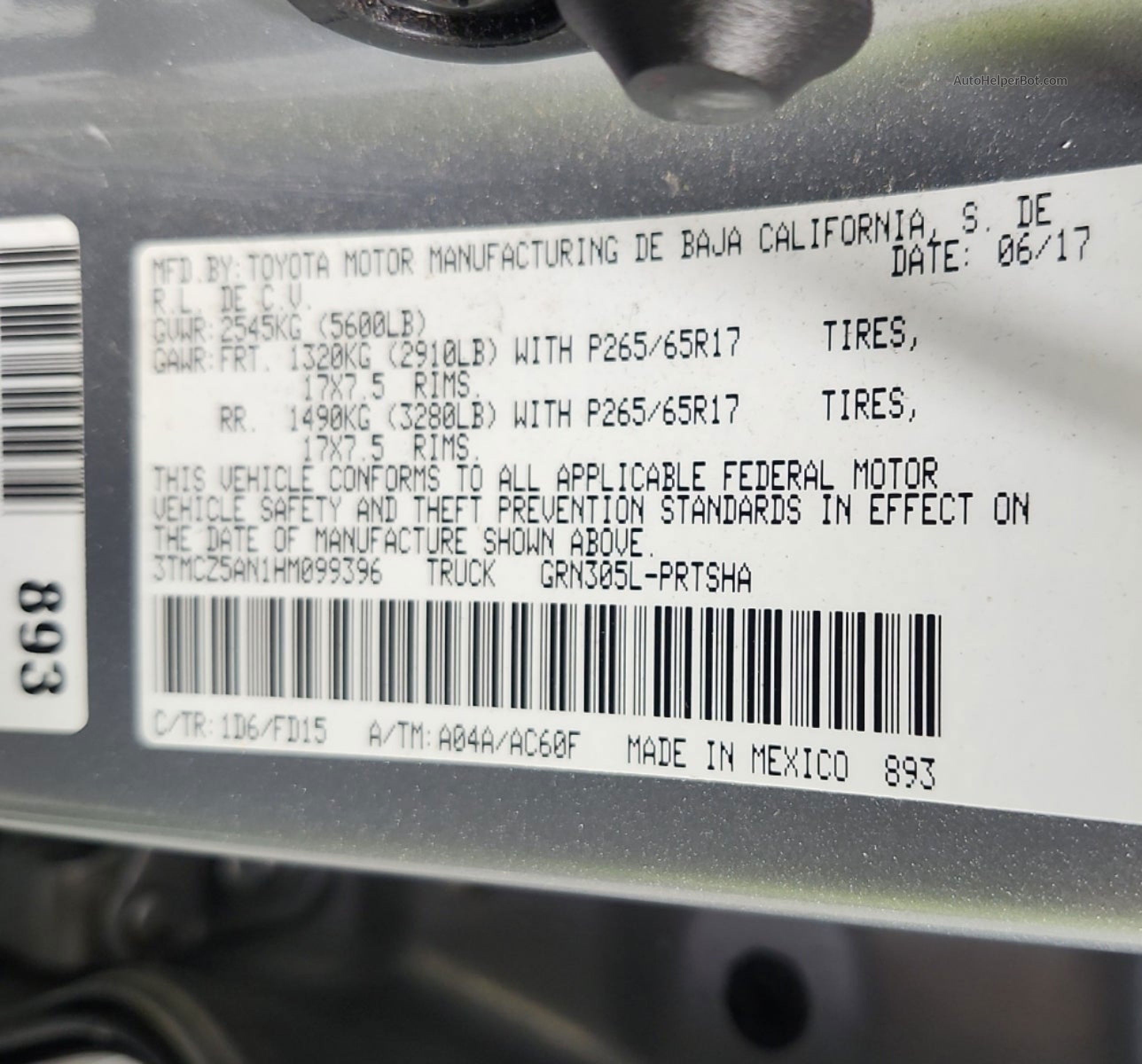 2017 Toyota Tacoma Trd Sport Серебряный vin: 3TMCZ5AN1HM099396