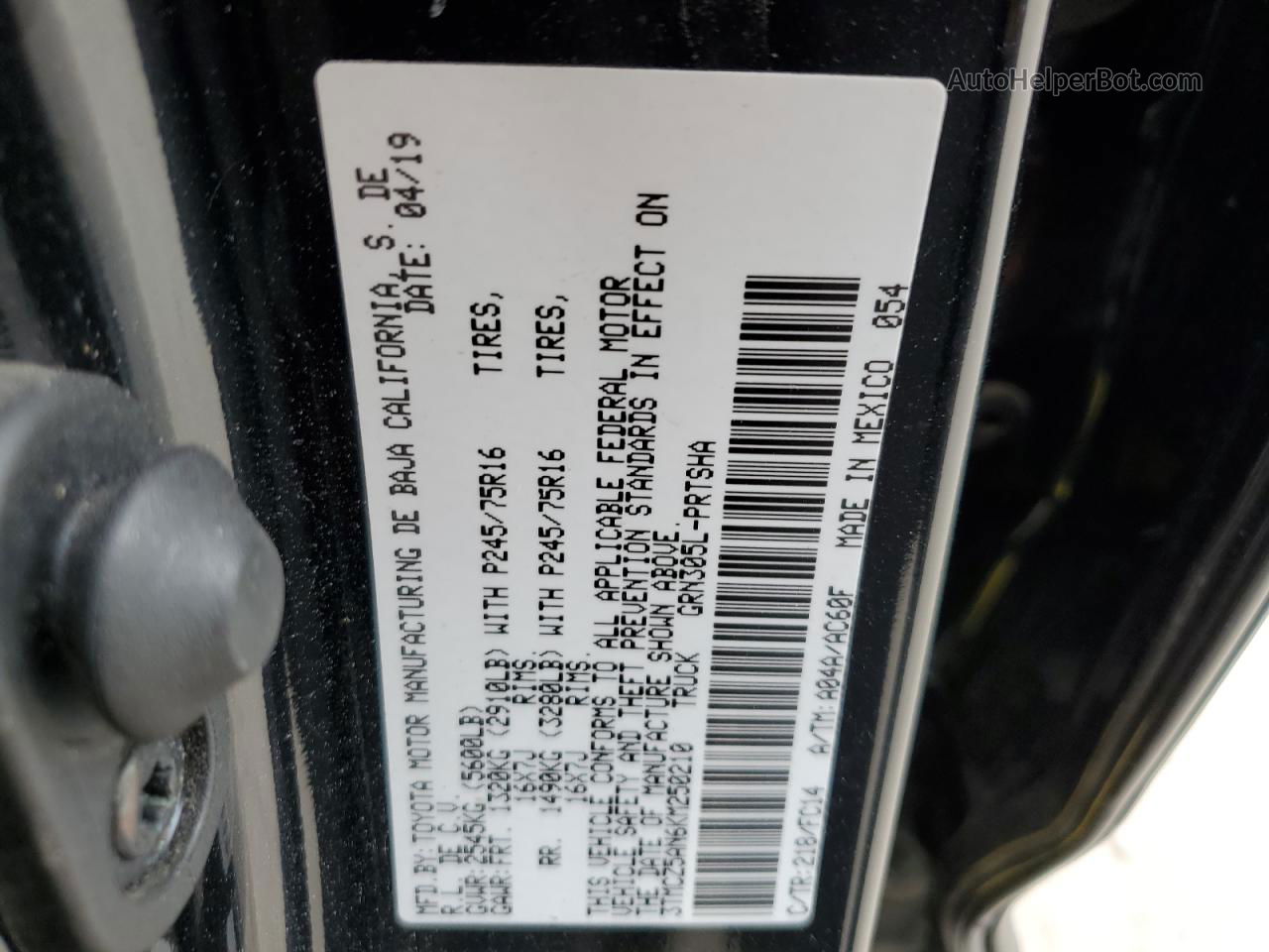 2019 Toyota Tacoma Double Cab Black vin: 3TMCZ5AN6KM250210