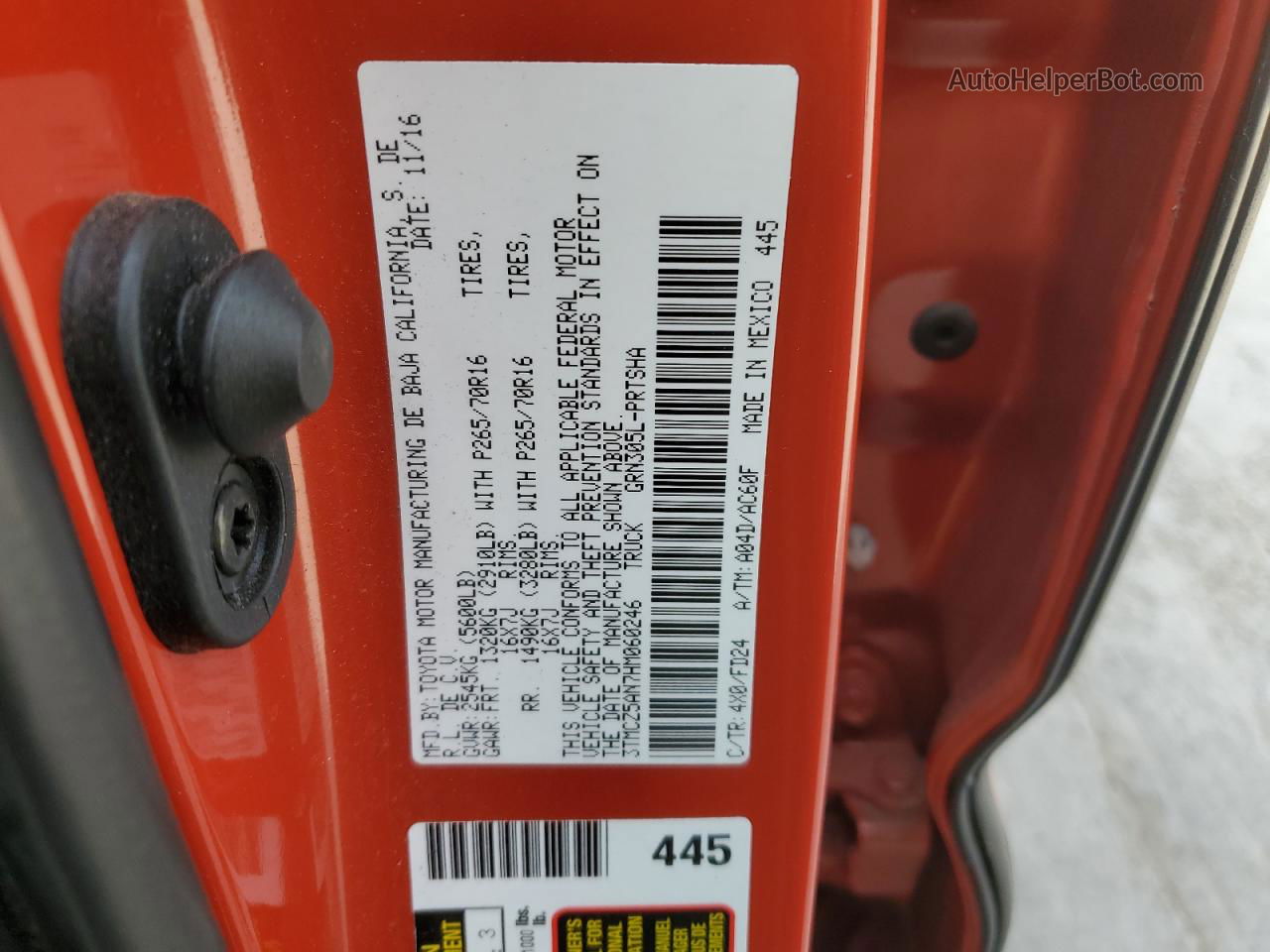 2017 Toyota Tacoma Double Cab Orange vin: 3TMCZ5AN7HM060246