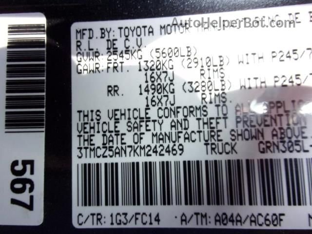 2019 Toyota Tacoma 4wd Sr/sr5/trd Sport Неизвестно vin: 3TMCZ5AN7KM242469