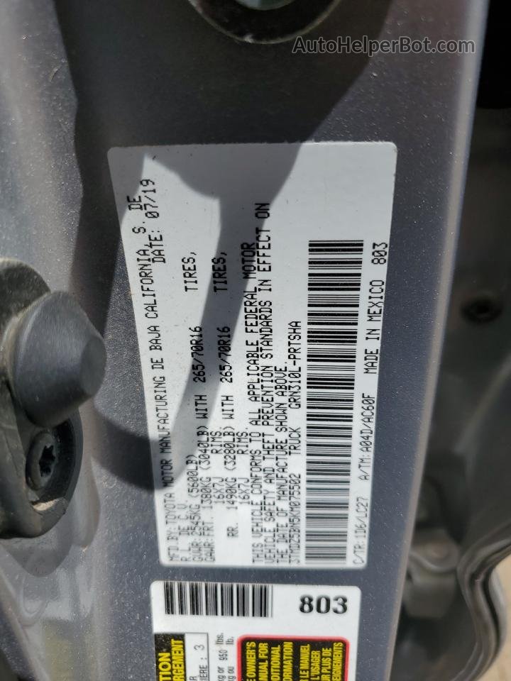 2019 Toyota Tacoma Double Cab Gray vin: 3TMDZ5BN5KM075502