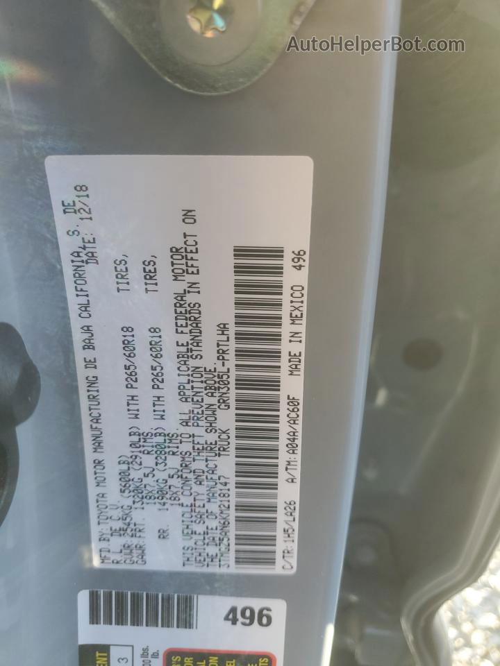 2019 Toyota Tacoma Double Cab Gray vin: 3TMGZ5AN6KM218147