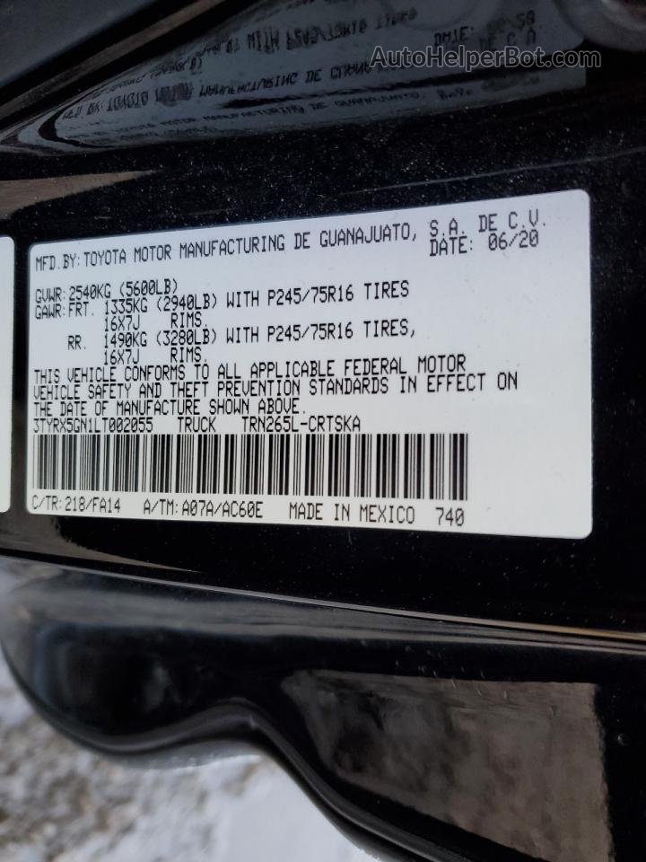2020 Toyota Tacoma Access Cab Black vin: 3TYRX5GN1LT002055