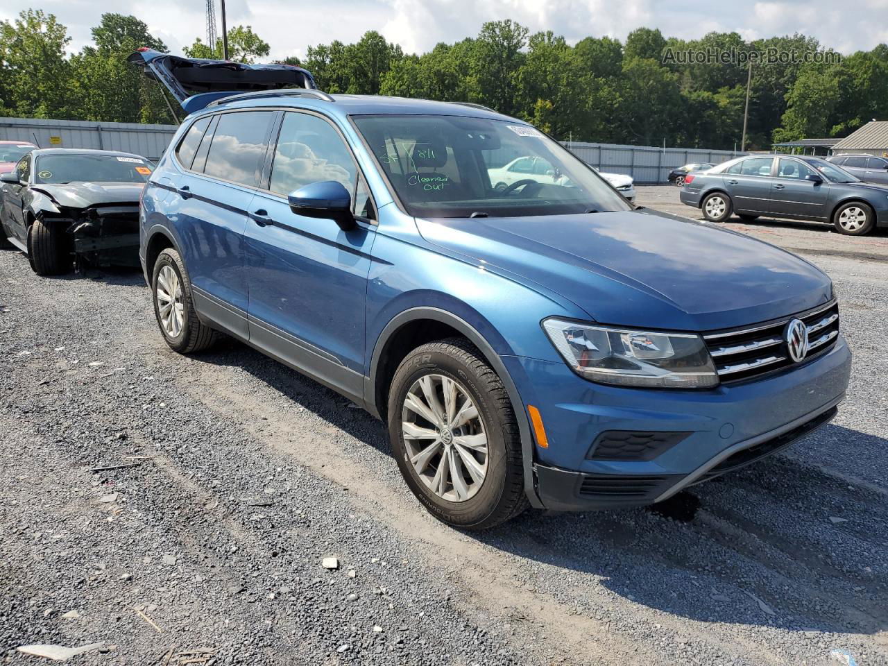 2018 Volkswagen Tiguan S Синий vin: 3VV0B7AX4JM105526