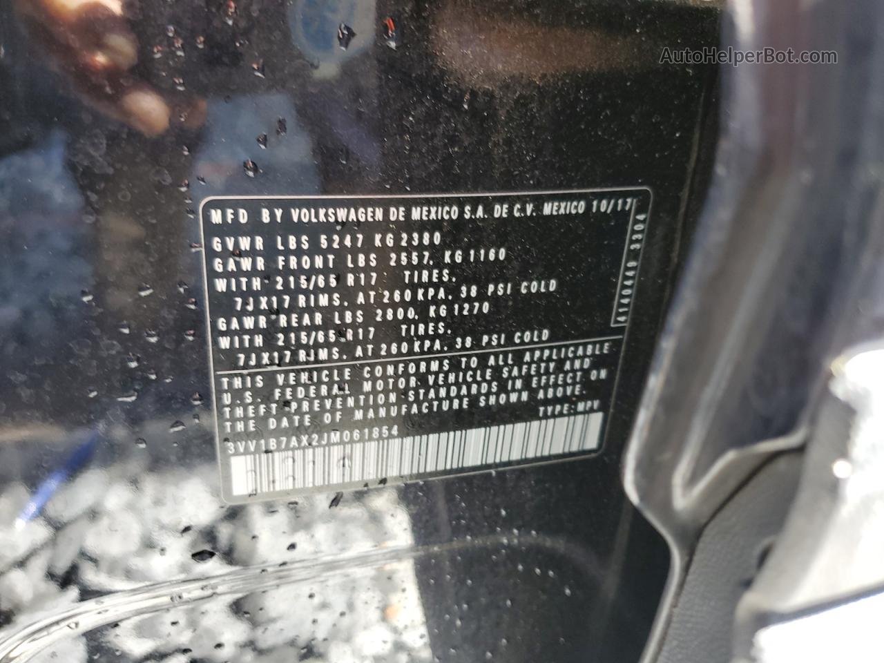 2018 Volkswagen Tiguan S Черный vin: 3VV1B7AX2JM061854