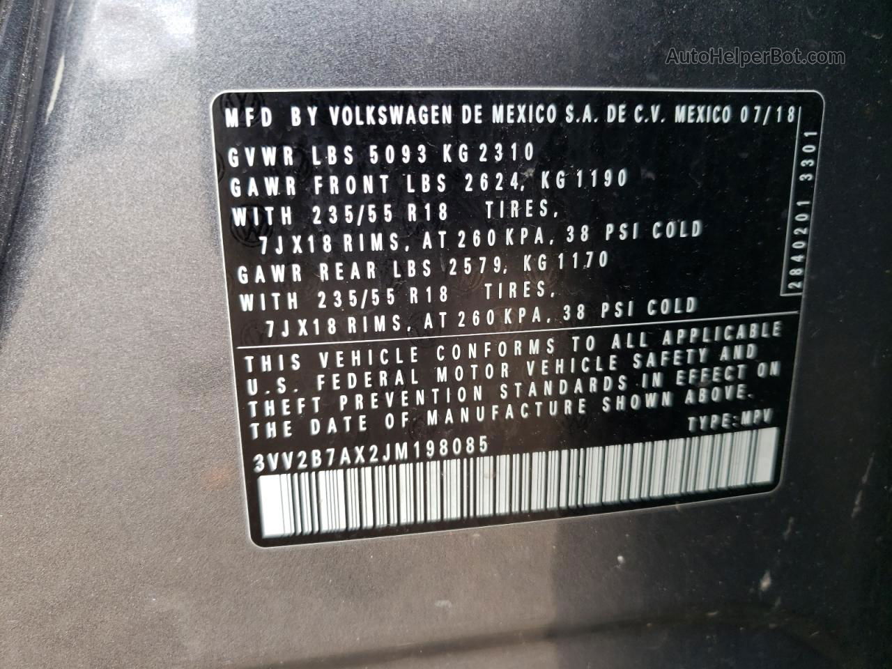 2018 Volkswagen Tiguan Se Silver vin: 3VV2B7AX2JM198085