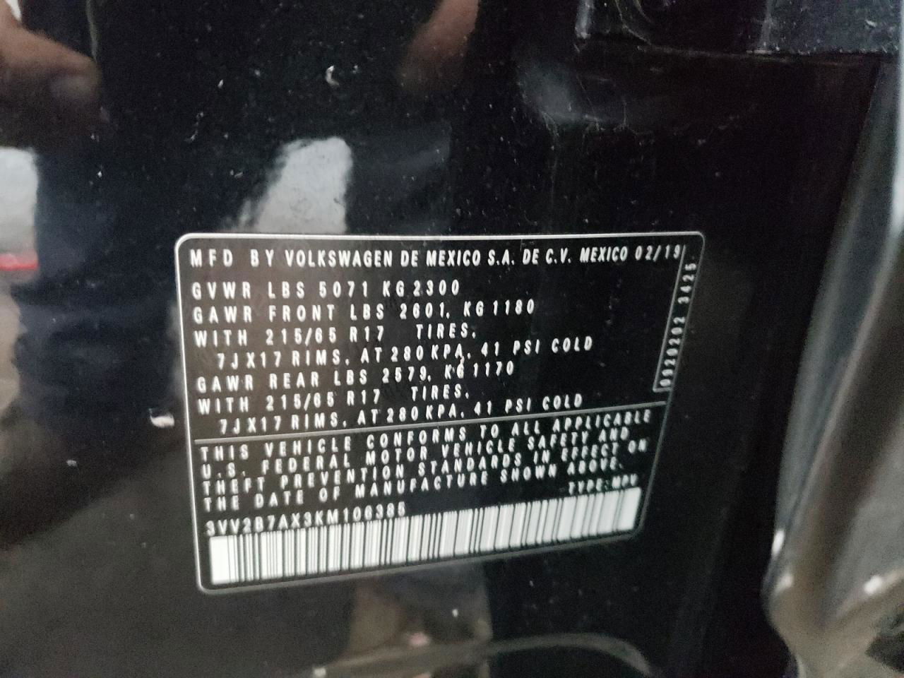 2019 Volkswagen Tiguan Se Серый vin: 3VV2B7AX3KM106385
