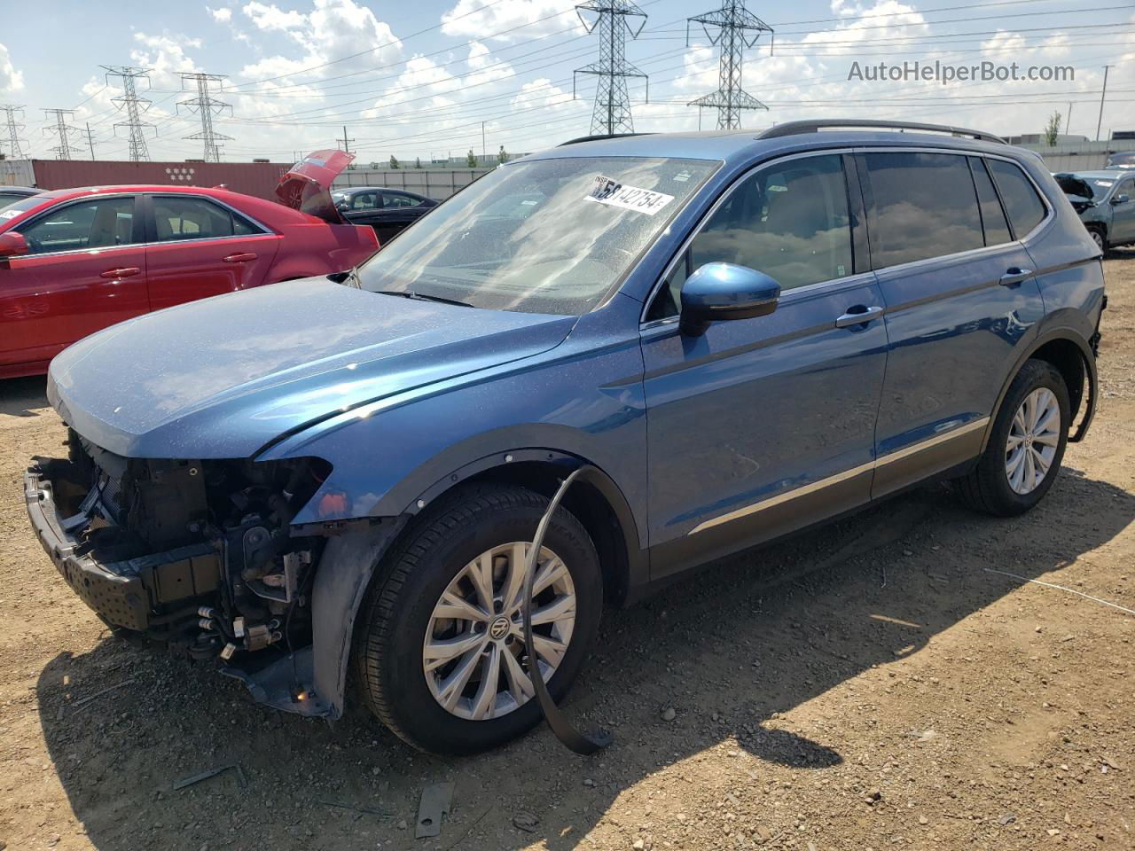 2018 Volkswagen Tiguan Se Синий vin: 3VV2B7AX9JM081488