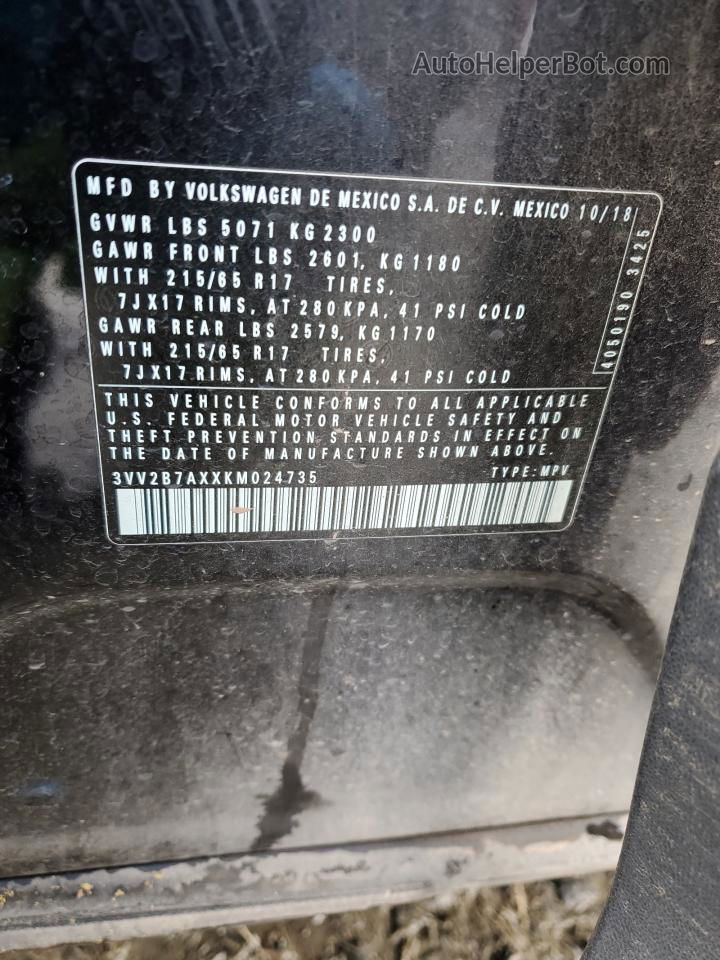 2019 Volkswagen Tiguan Se Black vin: 3VV2B7AXXKM024735