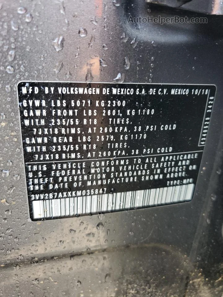 2019 Volkswagen Tiguan Se Charcoal vin: 3VV2B7AXXKM035847