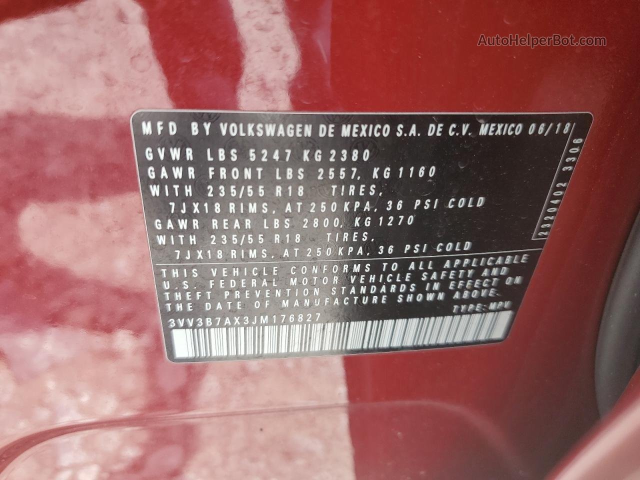 2018 Volkswagen Tiguan Se Красный vin: 3VV3B7AX3JM176827