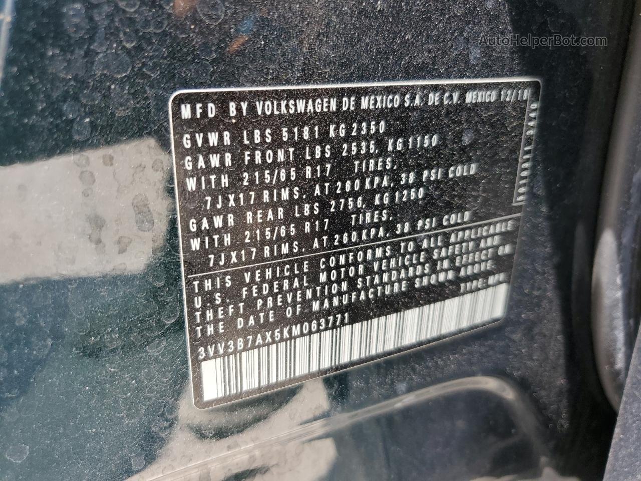 2019 Volkswagen Tiguan Se Черный vin: 3VV3B7AX5KM063771