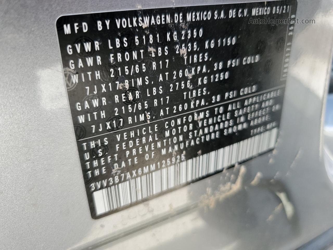 2021 Volkswagen Tiguan Se Silver vin: 3VV3B7AX6MM125925