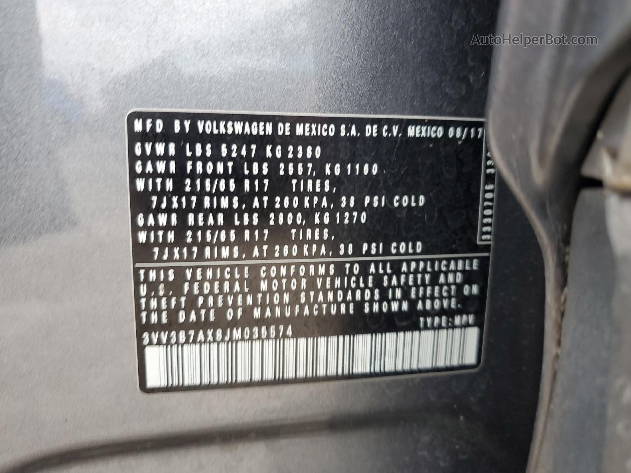 2018 Volkswagen Tiguan Se Gray vin: 3VV3B7AX8JM035574