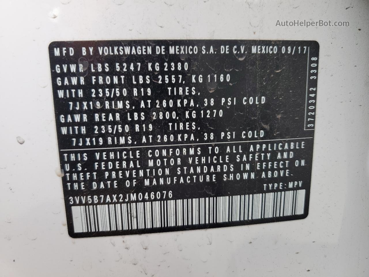 2018 Volkswagen Tiguan Sel Premium White vin: 3VV5B7AX2JM046076