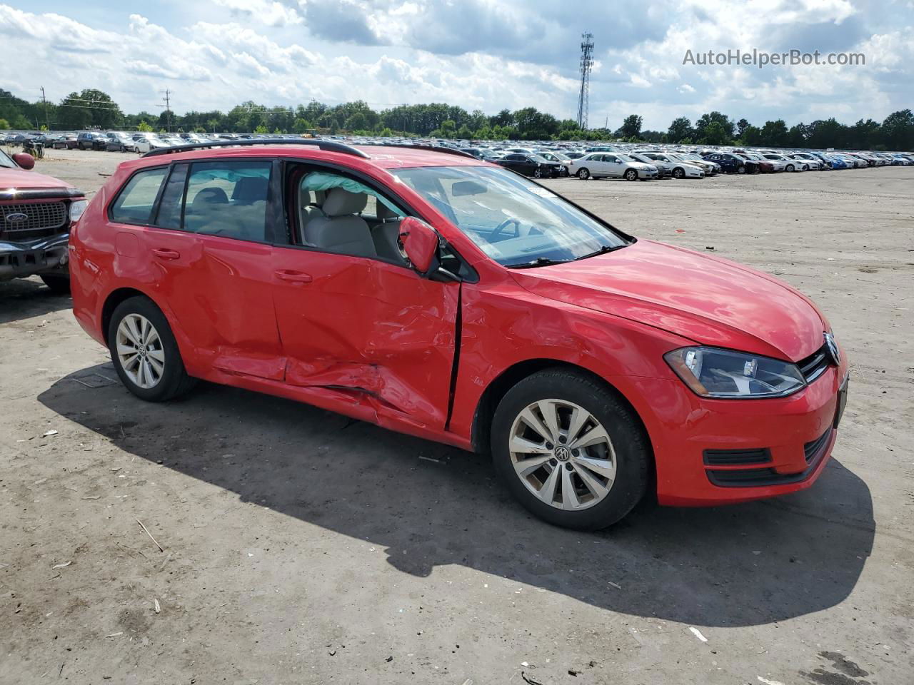 2017 Volkswagen Golf Sportwagen S Red vin: 3VW017AU4HM537953